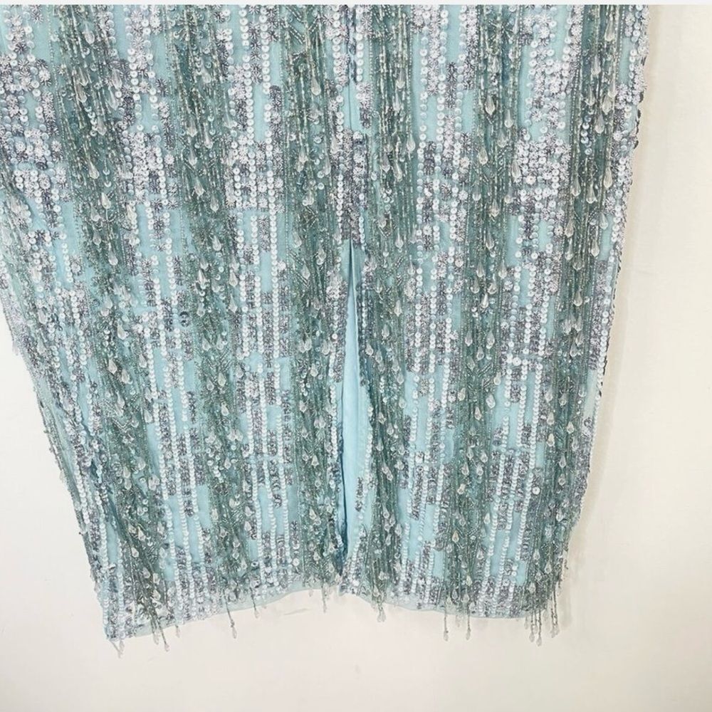 NWT Mac Duggal 5980 Size 6 High Neck Crystal Fringe French Blue Beaded - Picture 7 of 9